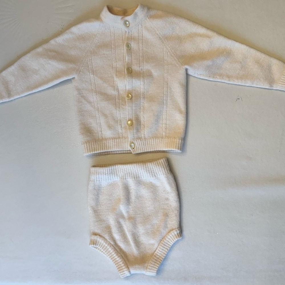 Vintage Wool Cream Knit Baby Set